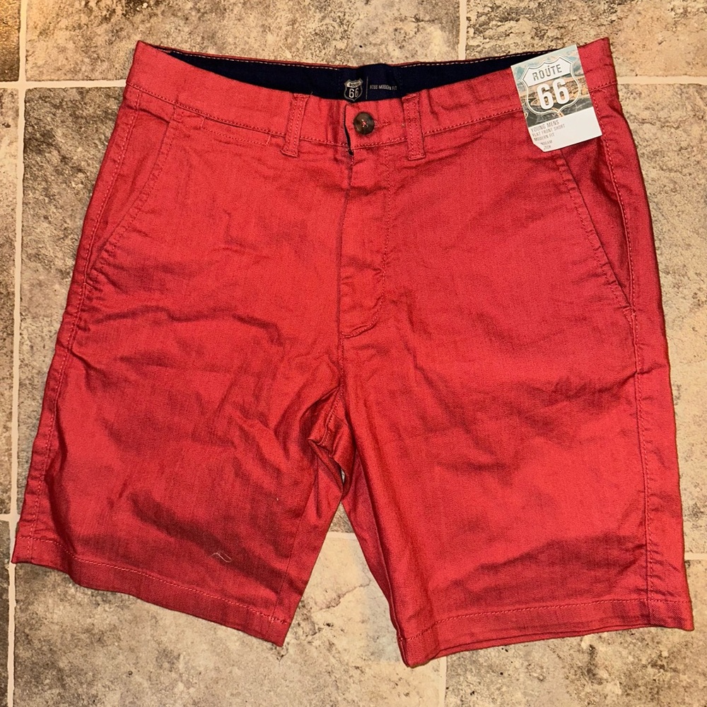 Men's Bold Red Flat Front Shorts